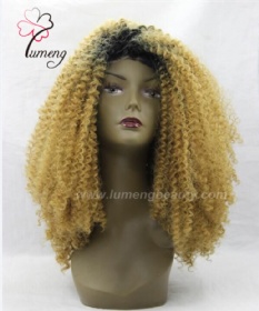Synthetic hair lace front wig kinky curl wave