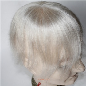 Customized Virgin Human Hair Mono Lace Toupee White Color