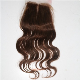 4 4 Inch Middle Part Silk Base Body Wave Lace Closure  Color 4