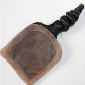 Wholesale Mongolian Free Style Silk Base Loose Wave  Lace Closure With Huge Stock Prompt Delivery