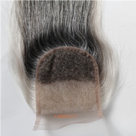 Two Tone Color 1b Grey Hair Lace Closure