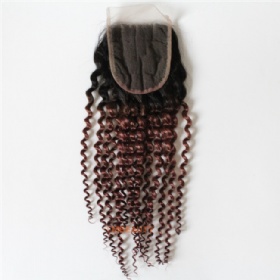 Top Quality Three Part Curly  Lace Closure Hair Pieces Color 30