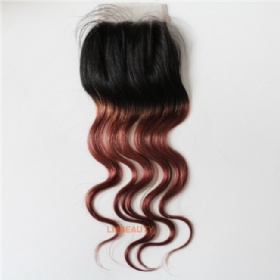 Three Part Two Tone Color 30 Body Wave  Lace Closure Hair Pieces